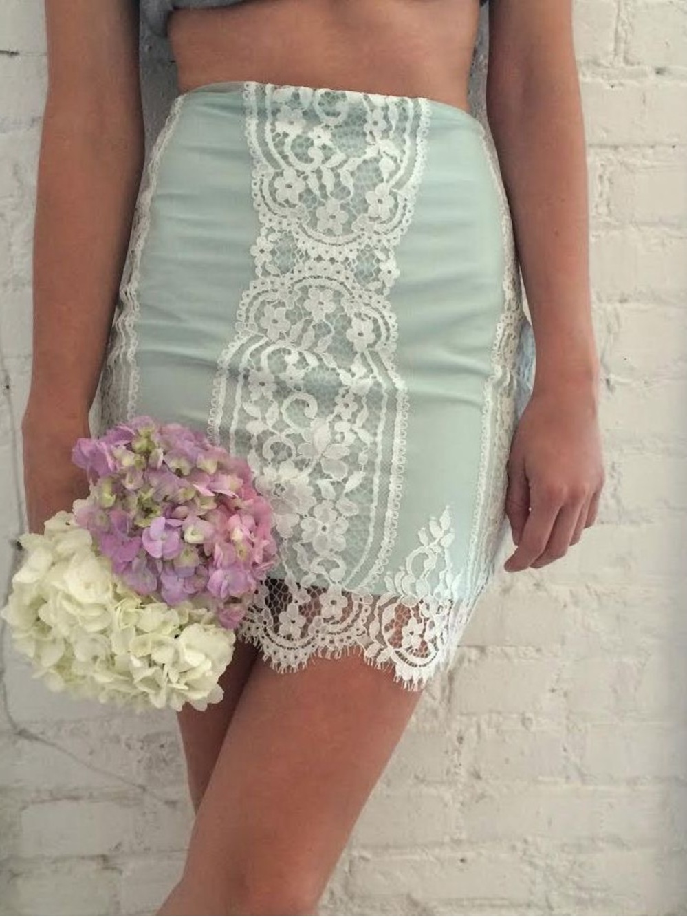 NWT For Love & Lemons Lace Two Piece Set Crop Top & Mini Skirt Boho Romantic XS - Picture 11 of 14
